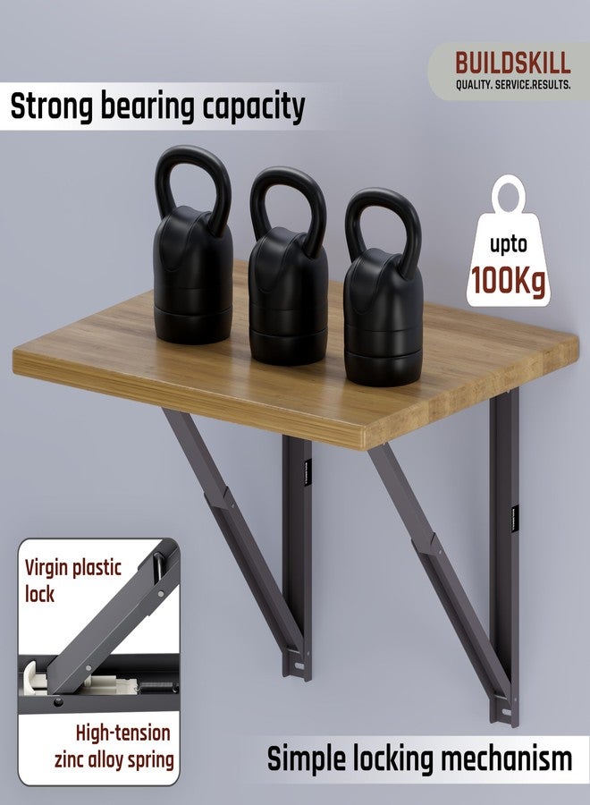 BUILDSKILL حامل رف قابل للطي من Buildskill مقاس 20 بوصة، حامل طاولة قابل للطي شديد التحمل بسمك 1.2 مم، مقاوم للتآكل وتصميم موفر للمساحة، حوامل لأرفف الحائط ومحطات العمل، للاستخدام المنزلي والمكتبي (رمادي داكن) (مجموعة من قطعتين) - Image 4